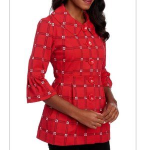 NWT EDEN COURT Grid Bell Sleeve Trench Coat